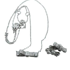 kate spade Silver Bow Necklace and Earrings Set